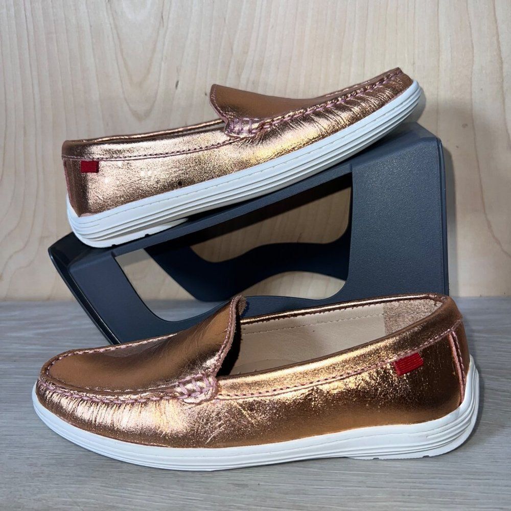 Marc Joseph‎ New York Broadway Metallic Rose Gold Leather Loafers Youth 2.5